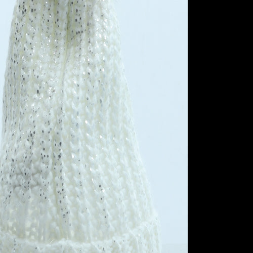 Primark Womens White Acrylic Bobble Hat One Size