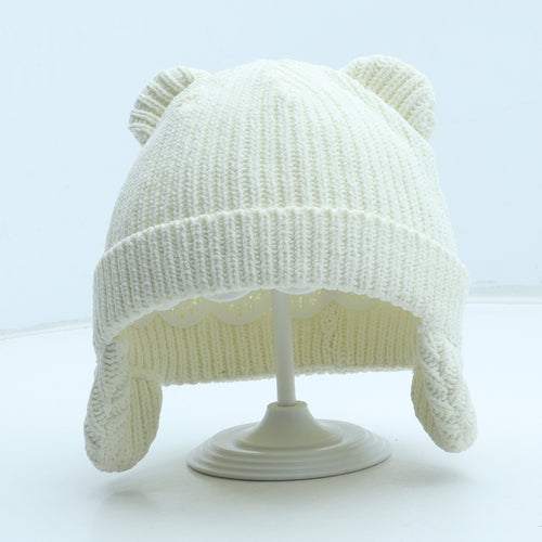 George Girls Ivory Polyester Beanie Size S - Size 12-18 months