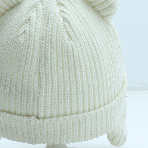 George Girls Ivory Polyester Beanie Size S - Size 12-18 months