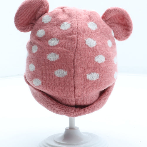 Disney Girls Pink Polka Dot Acrylic Beanie Size S - Minnie Mouse