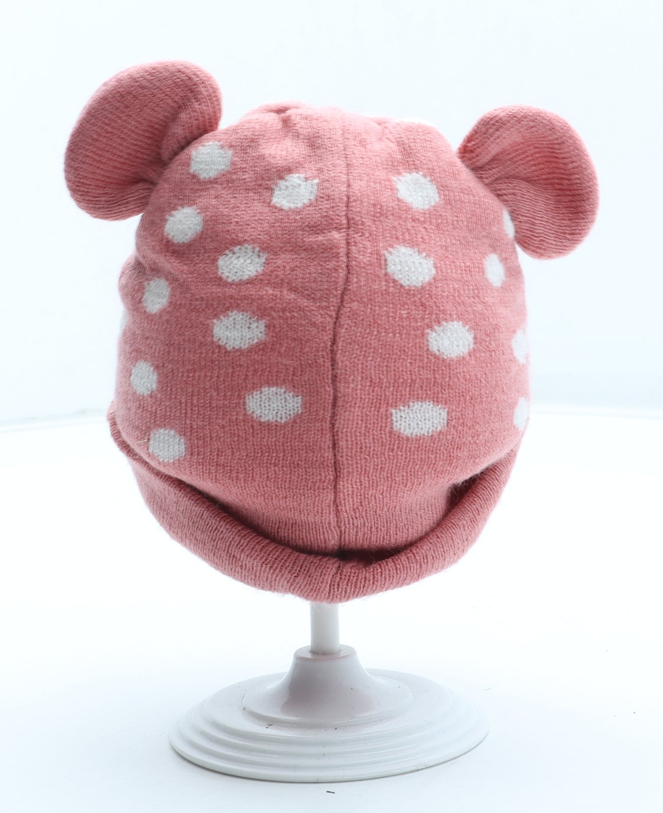 Disney Girls Pink Polka Dot Acrylic Beanie Size S - Minnie Mouse