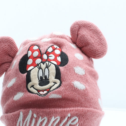 Disney Girls Pink Polka Dot Acrylic Beanie Size S - Minnie Mouse