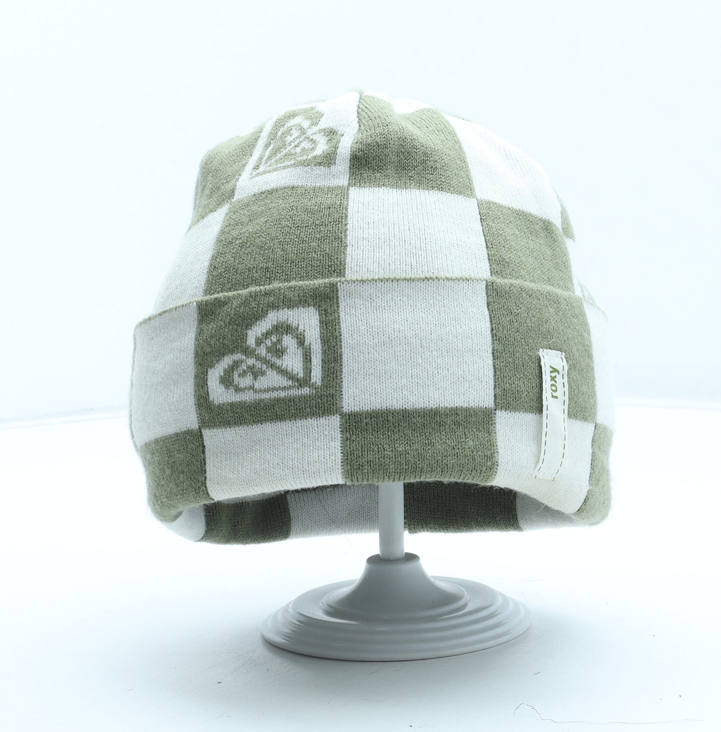ROXY Womens Green Check Acrylic Beanie One Size