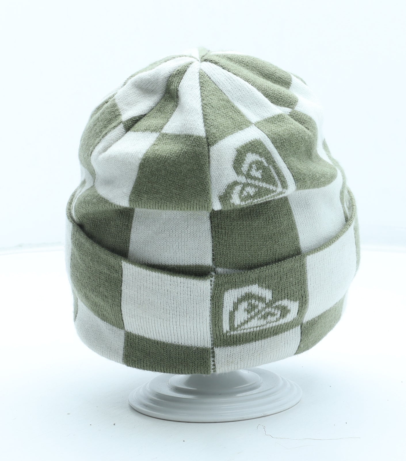 ROXY Womens Green Check Acrylic Beanie One Size