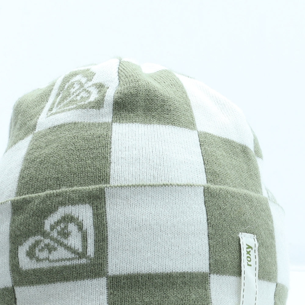 ROXY Womens Green Check Acrylic Beanie One Size