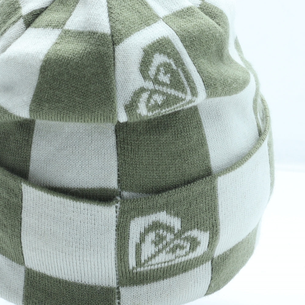 ROXY Womens Green Check Acrylic Beanie One Size