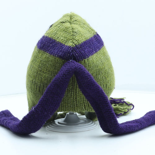 Preworn Boys Green Colourblock Acrylic Beanie One Size - Teenage Mutant Nina Turtles