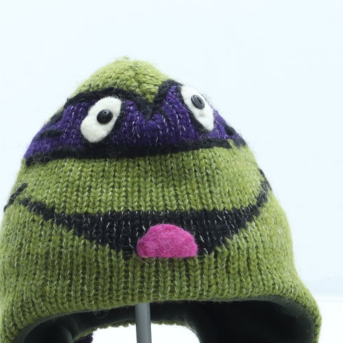 Preworn Boys Green Colourblock Acrylic Beanie One Size - Teenage Mutant Nina Turtles