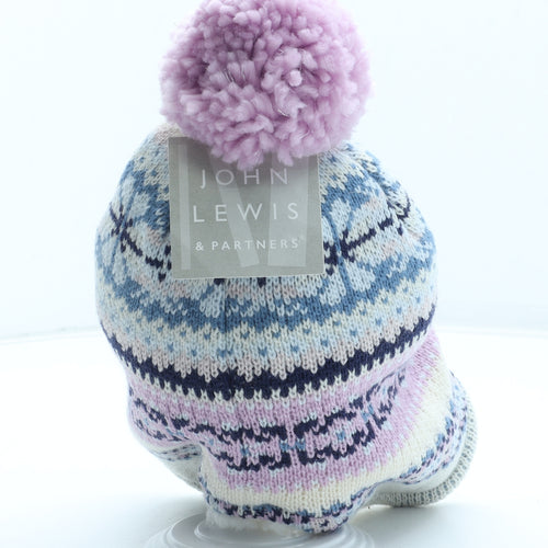 John Lewis Girls Multicoloured Fair Isle Acrylic Trapper Hat Size S - Size 3-5 Years