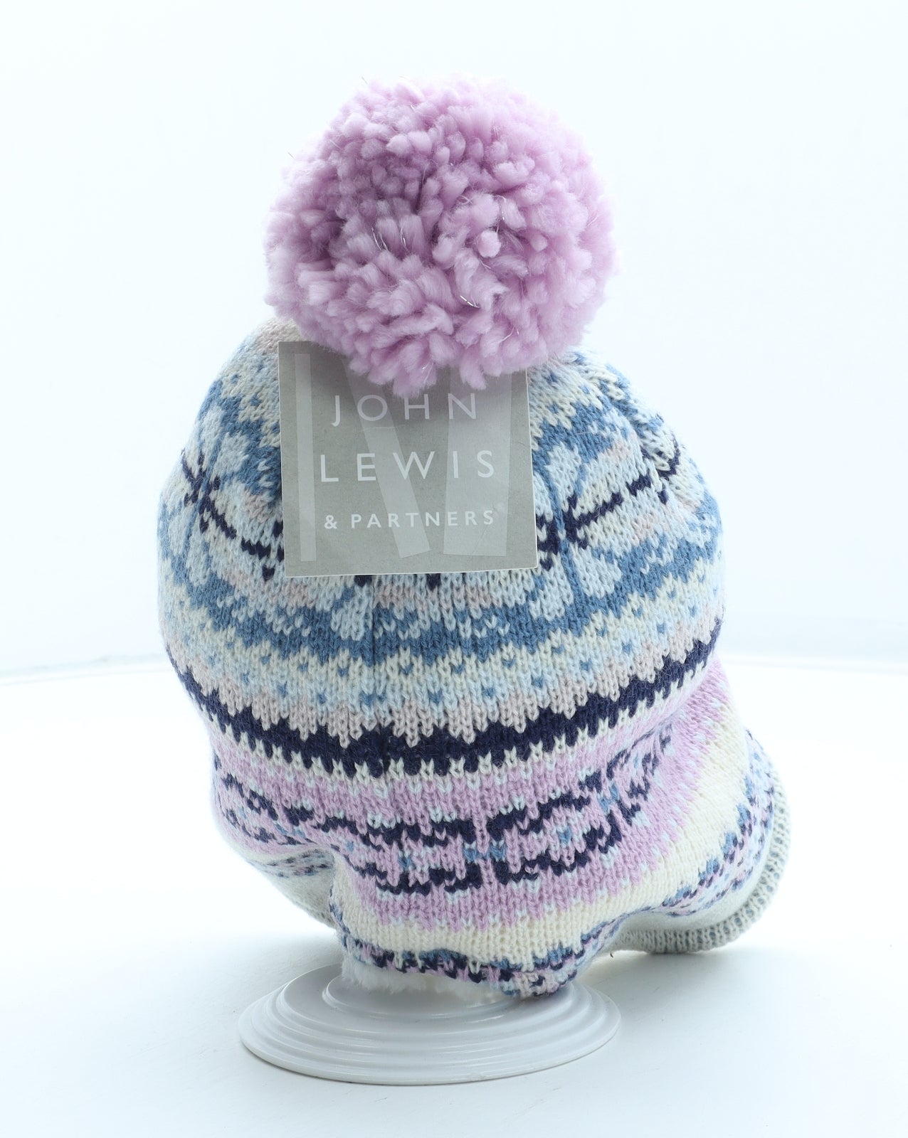 John Lewis Girls Multicoloured Fair Isle Acrylic Trapper Hat Size S - Size 3-5 Years