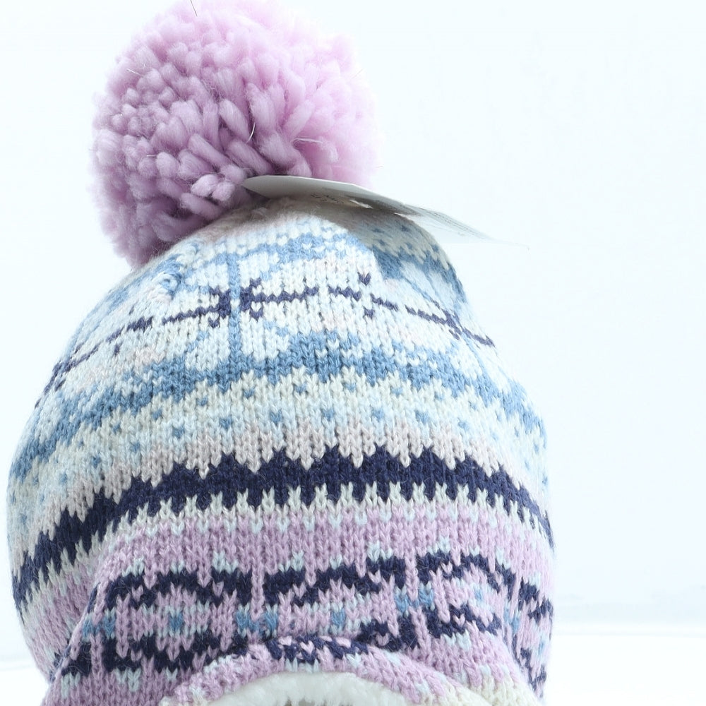 John Lewis Girls Multicoloured Fair Isle Acrylic Trapper Hat Size S - Size 3-5 Years