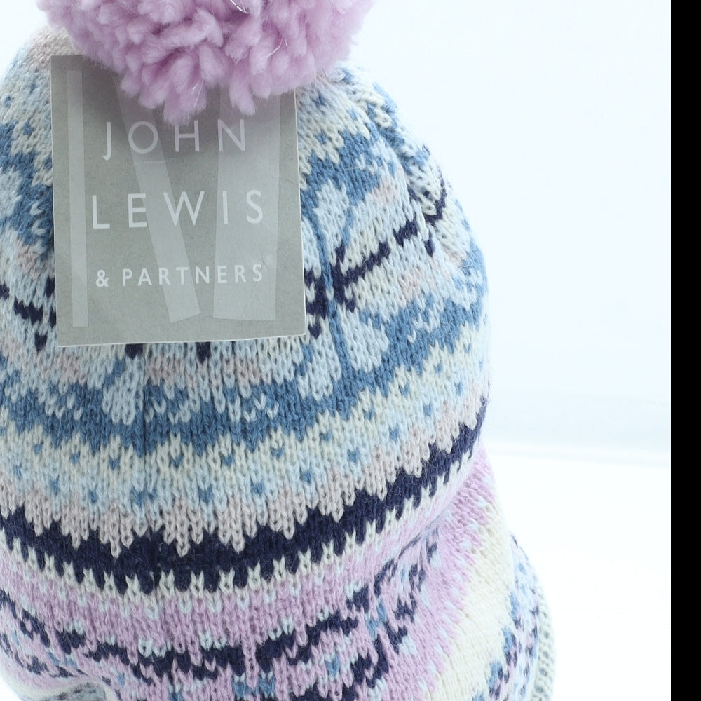 John Lewis Girls Multicoloured Fair Isle Acrylic Trapper Hat Size S - Size 3-5 Years