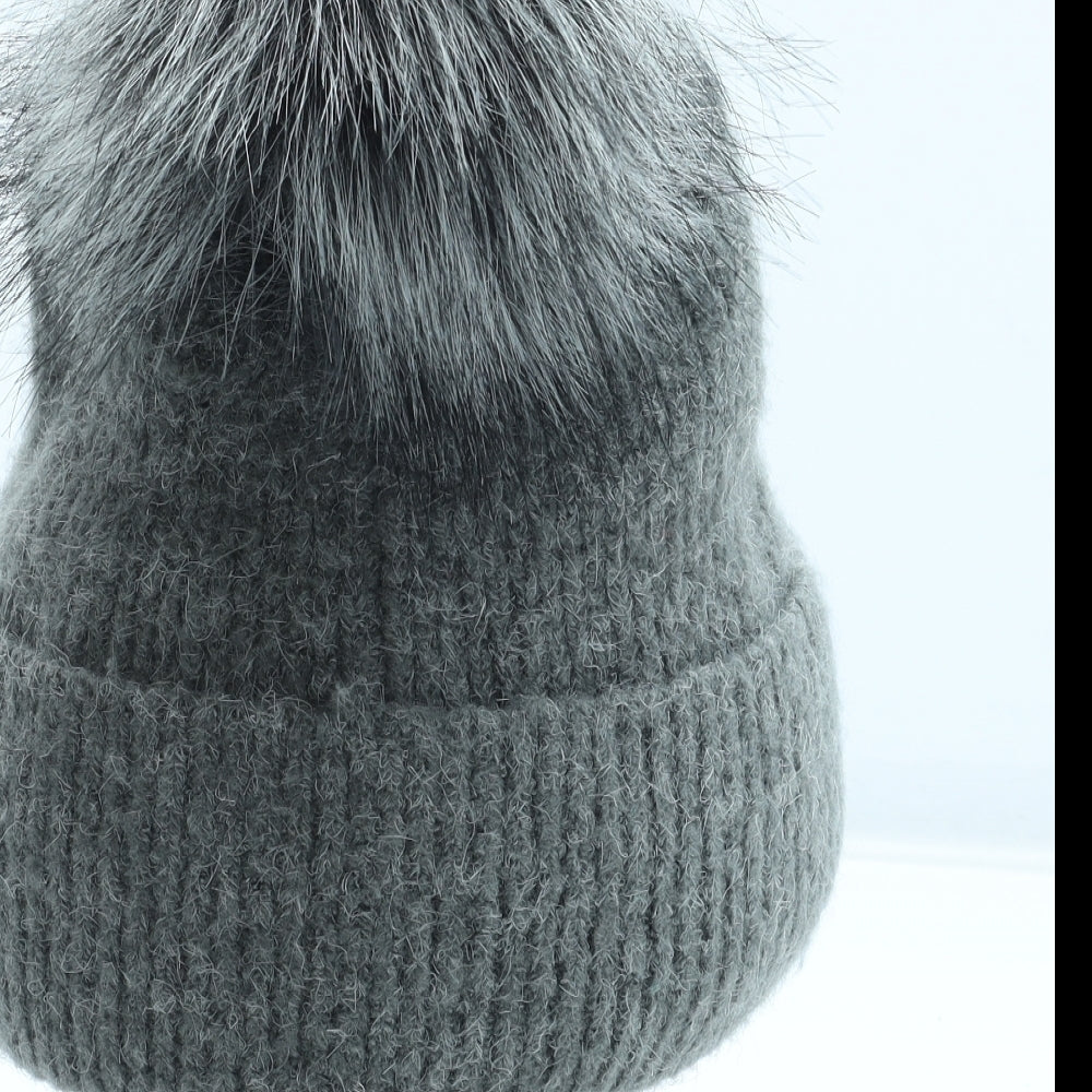 Oliver Bonas Womens Grey Acrylic Bobble Hat One Size