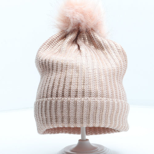 River Island Girls Pink Acrylic Bobble Hat Size S - Size 5-12 Years