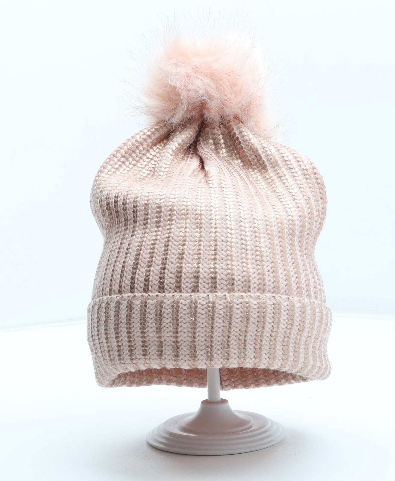 River Island Girls Pink Acrylic Bobble Hat Size S - Size 5-12 Years