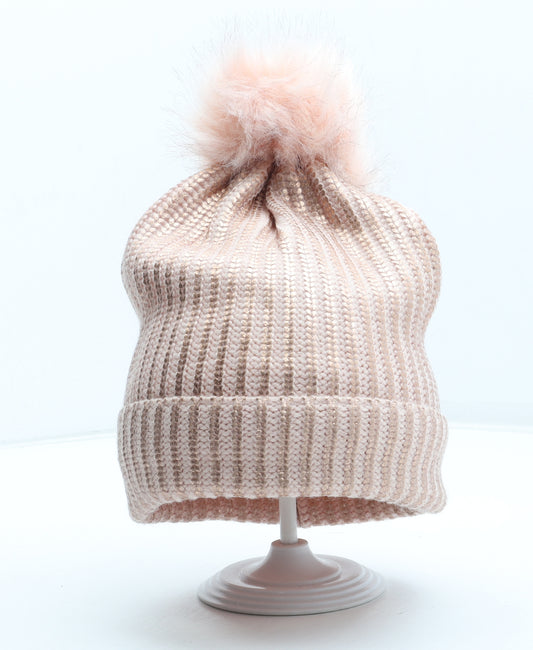 River Island Girls Pink Acrylic Bobble Hat Size S - Size 5-12 Years