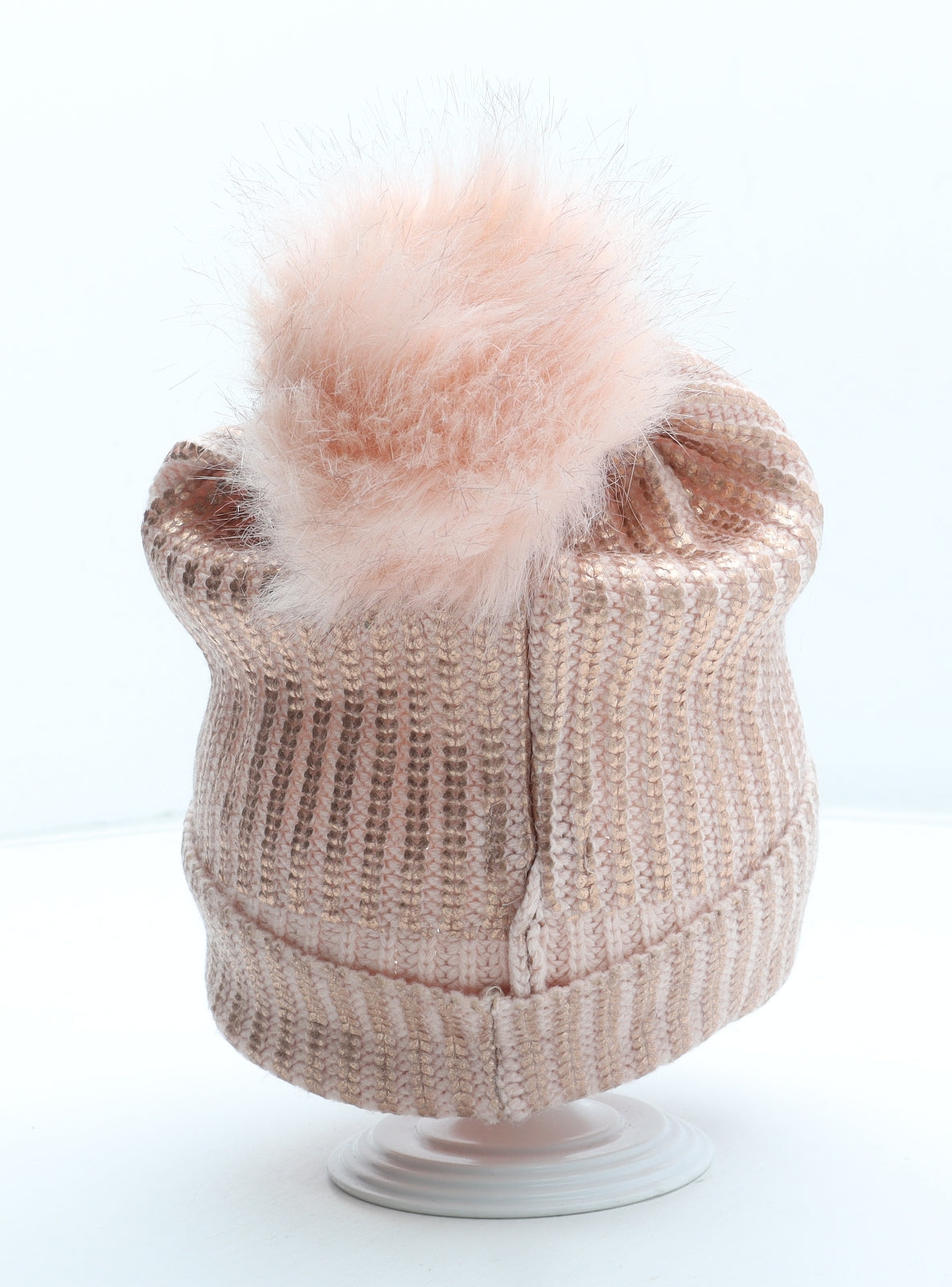 River Island Girls Pink Acrylic Bobble Hat Size S - Size 5-12 Years