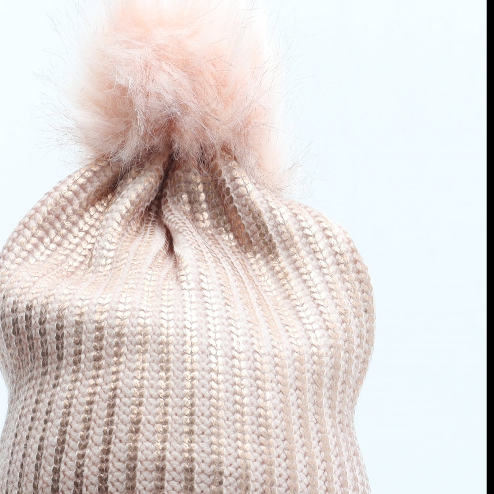 River Island Girls Pink Acrylic Bobble Hat Size S - Size 5-12 Years