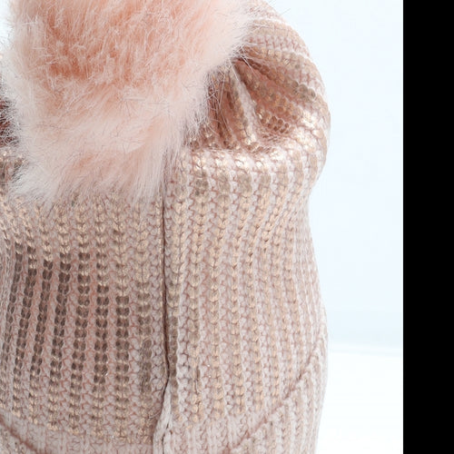 River Island Girls Pink Acrylic Bobble Hat Size S - Size 5-12 Years