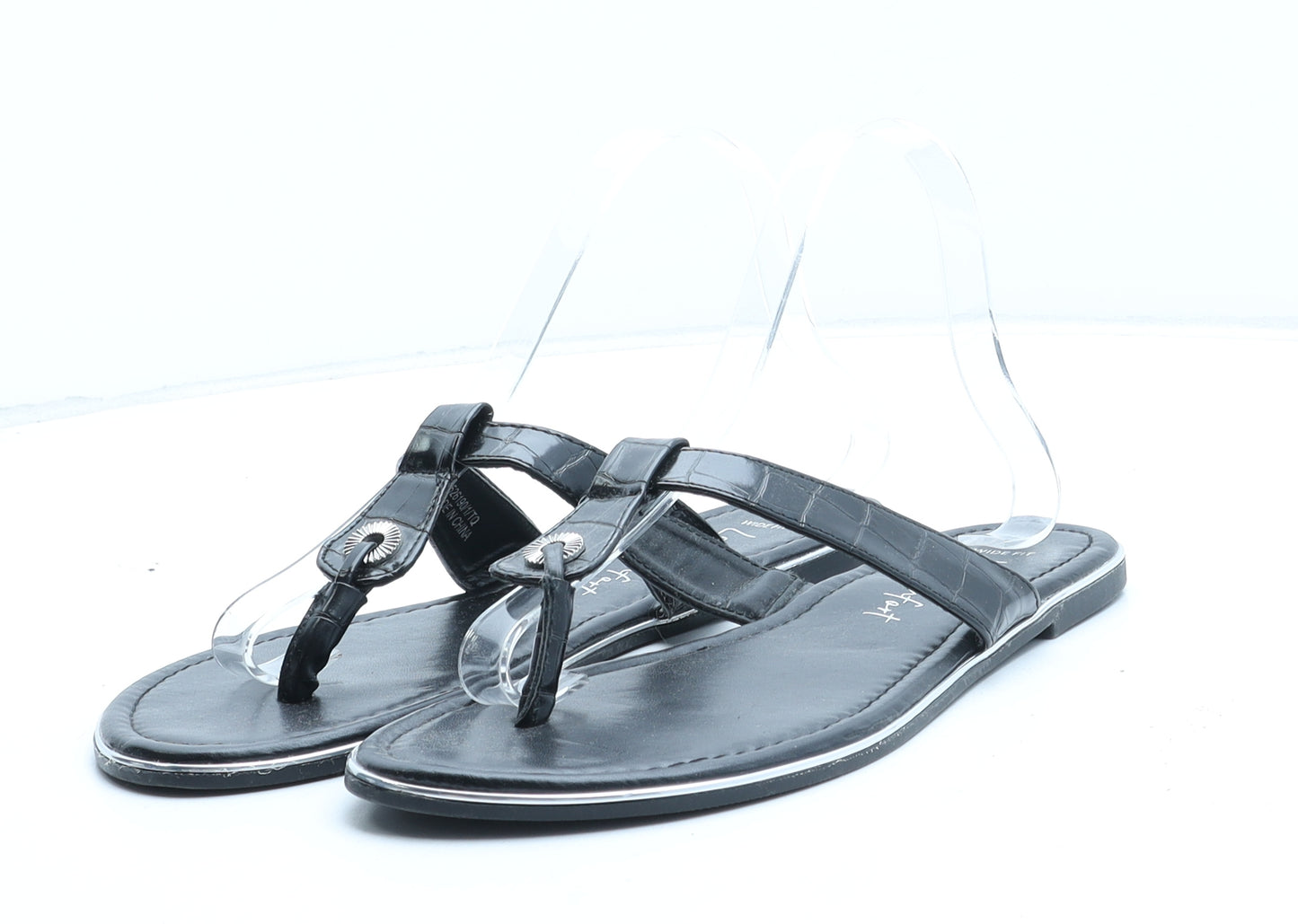 New Look Womens Beige Synthetic Thong Sandal UK - Croc Texture