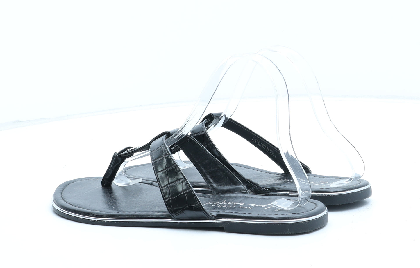 New Look Womens Beige Synthetic Thong Sandal UK - Croc Texture