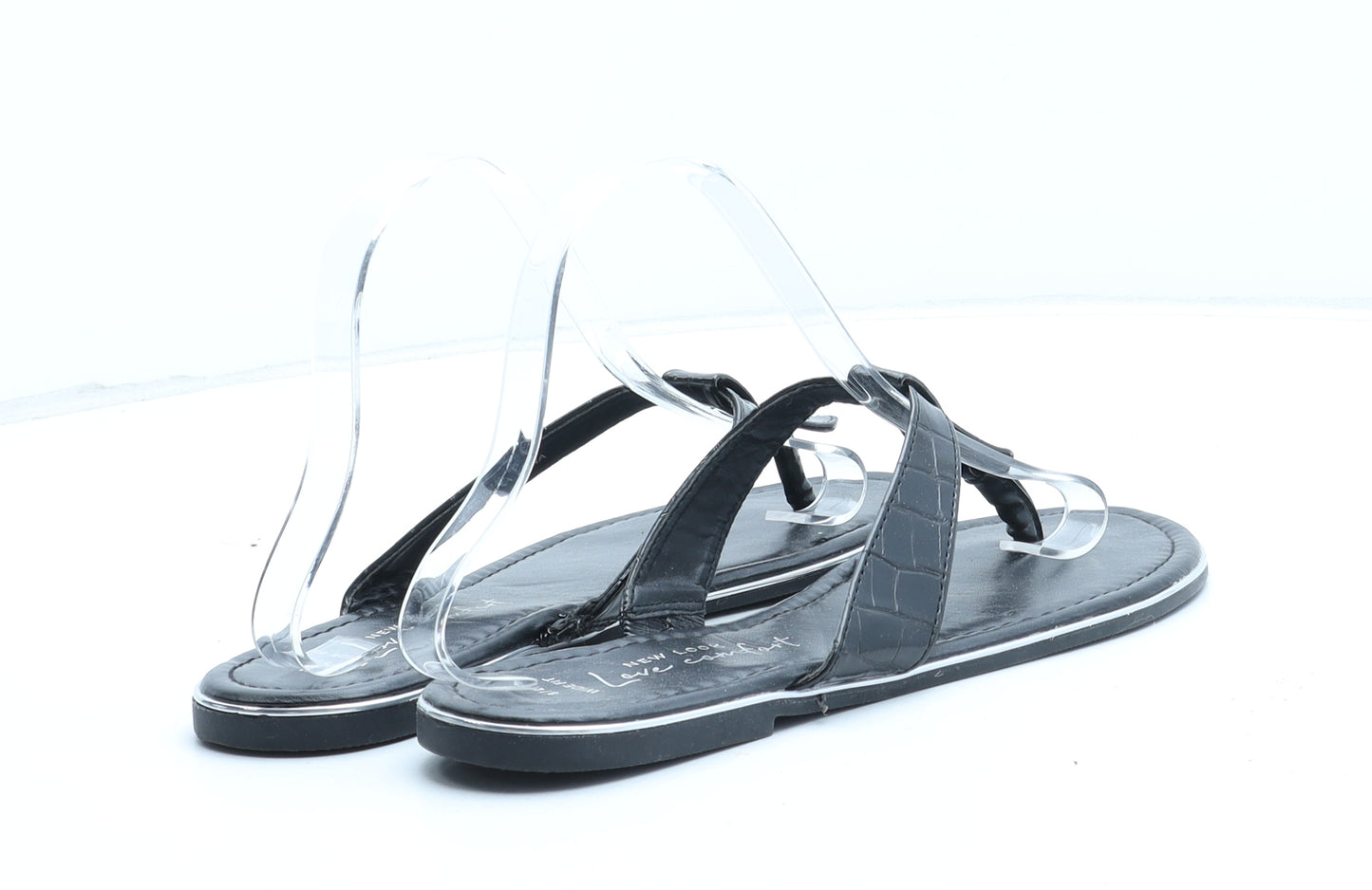 New Look Womens Beige Synthetic Thong Sandal UK - Croc Texture