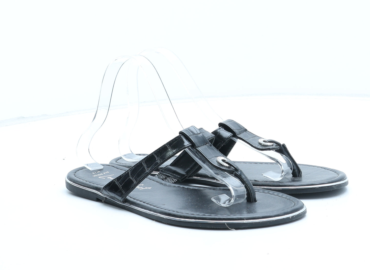 New Look Womens Beige Synthetic Thong Sandal UK - Croc Texture