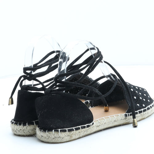 Papaya Womens Black Geometric Synthetic Espadrille Sandal UK