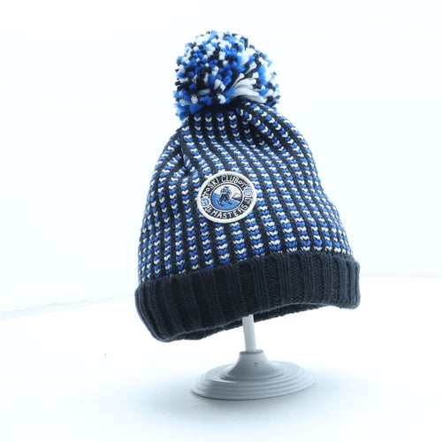 Fat Face Boys Black Geometric Acrylic Bobble Hat One Size