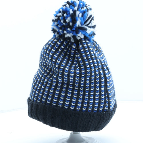 Fat Face Boys Black Geometric Acrylic Bobble Hat One Size