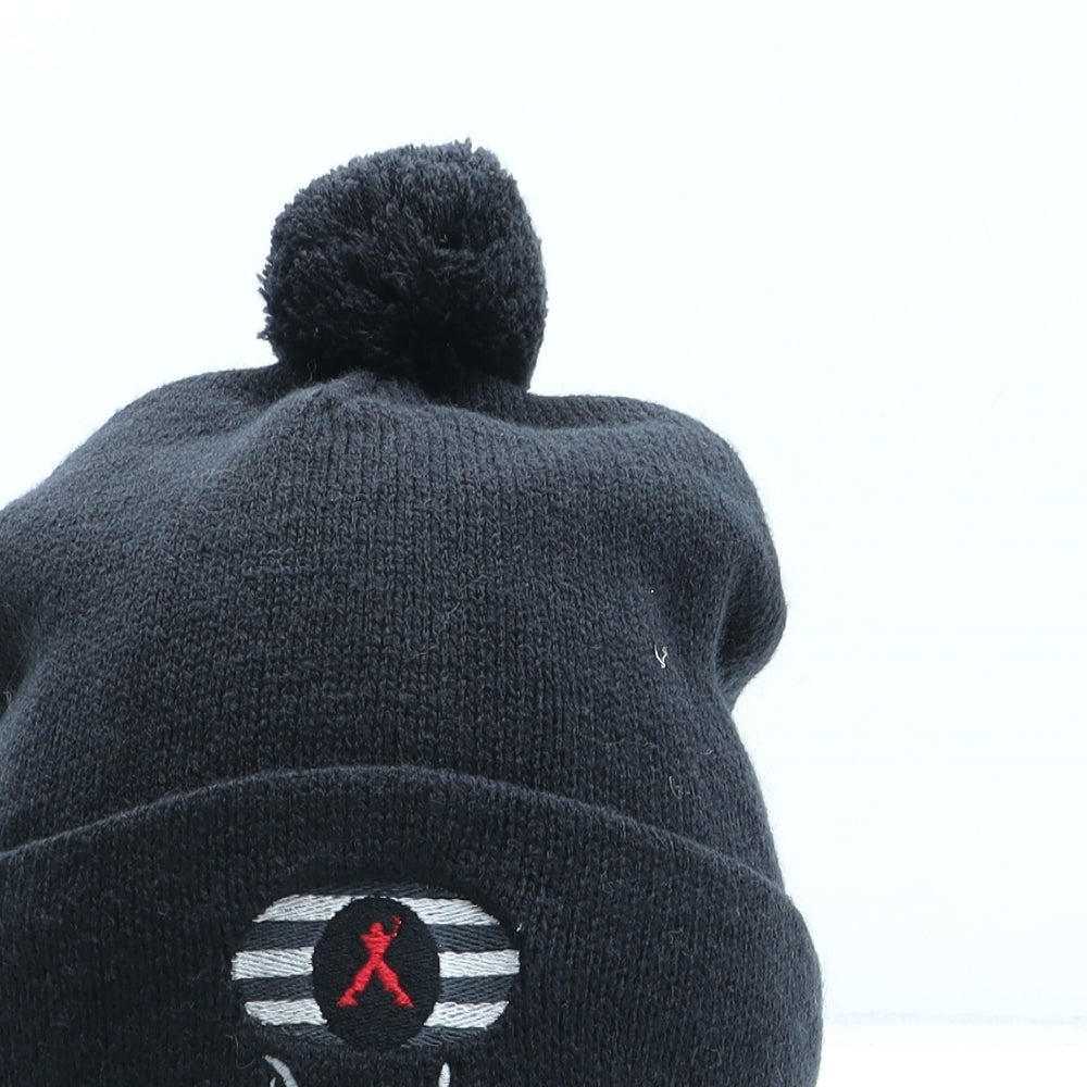 Pringle Mens Black Acrylic Beanie One Size - Pom Pom Detail