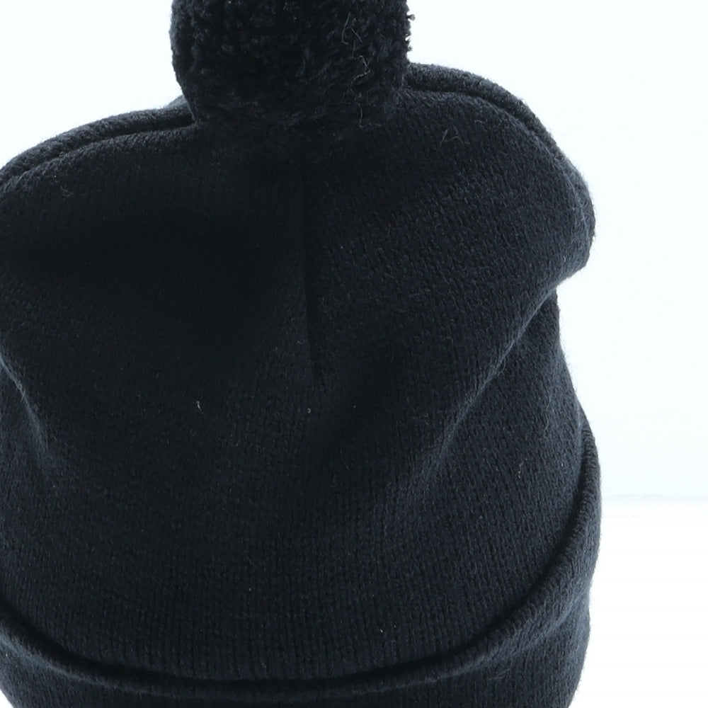 Pringle Mens Black Acrylic Beanie One Size - Pom Pom Detail