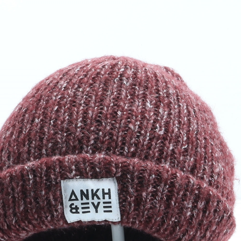 Ankh&Eye Womens Red Acrylic Beanie One Size