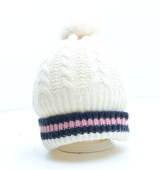 Jack Wills Womens Beige Colourblock Polyamide Bobble Hat One Size