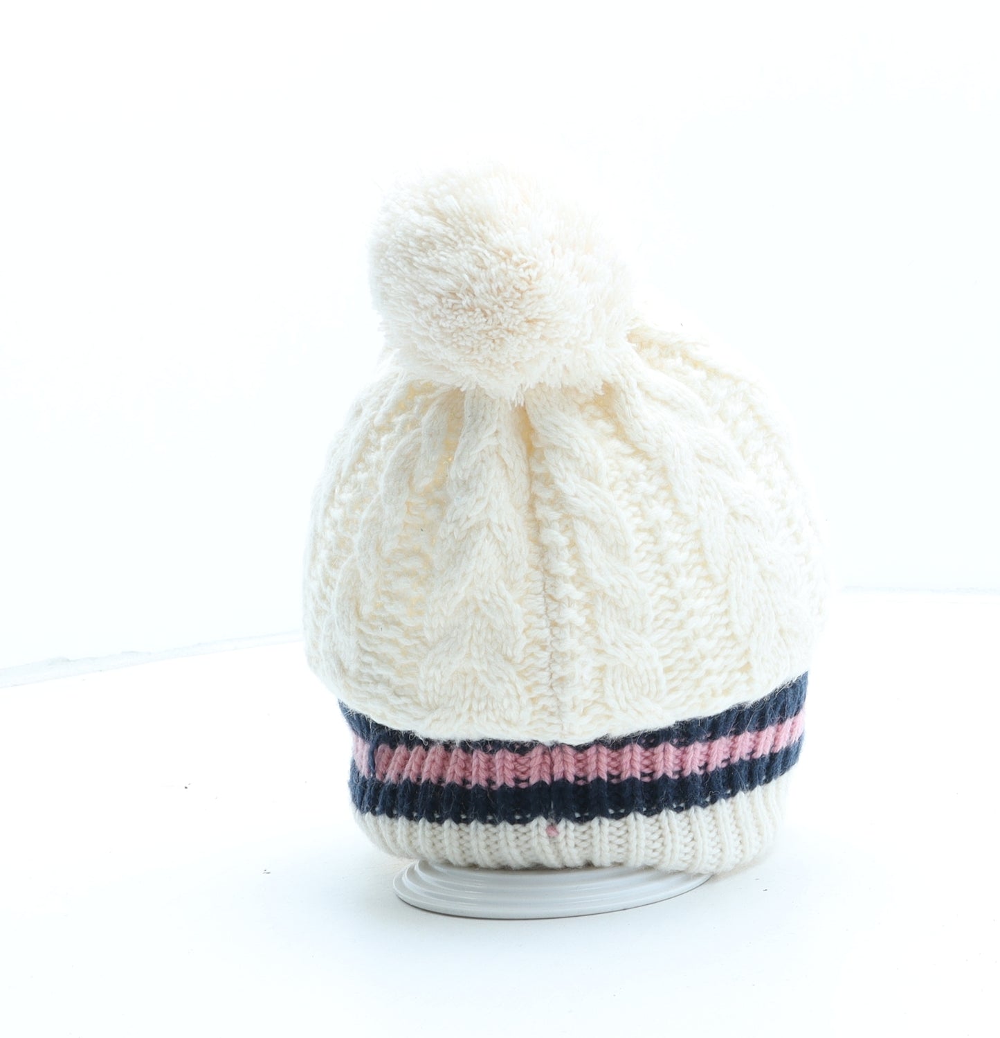 Jack Wills Womens Beige Colourblock Polyamide Bobble Hat One Size