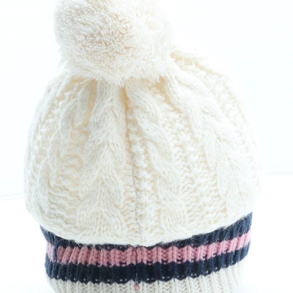 Jack Wills Womens Beige Colourblock Polyamide Bobble Hat One Size