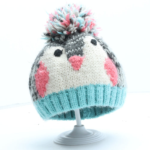 NEXT Girls Multicoloured Geometric Acrylic Bobble Hat One Size - Penguin UK Size 3-4 Years