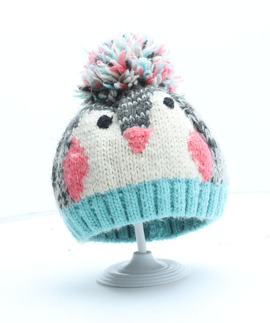 NEXT Girls Multicoloured Geometric Acrylic Bobble Hat One Size - Penguin UK Size 3-4 Years