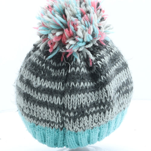 NEXT Girls Multicoloured Geometric Acrylic Bobble Hat One Size - Penguin UK Size 3-4 Years