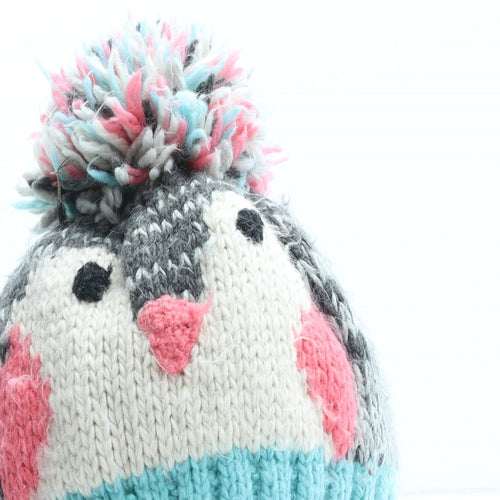 NEXT Girls Multicoloured Geometric Acrylic Bobble Hat One Size - Penguin UK Size 3-4 Years