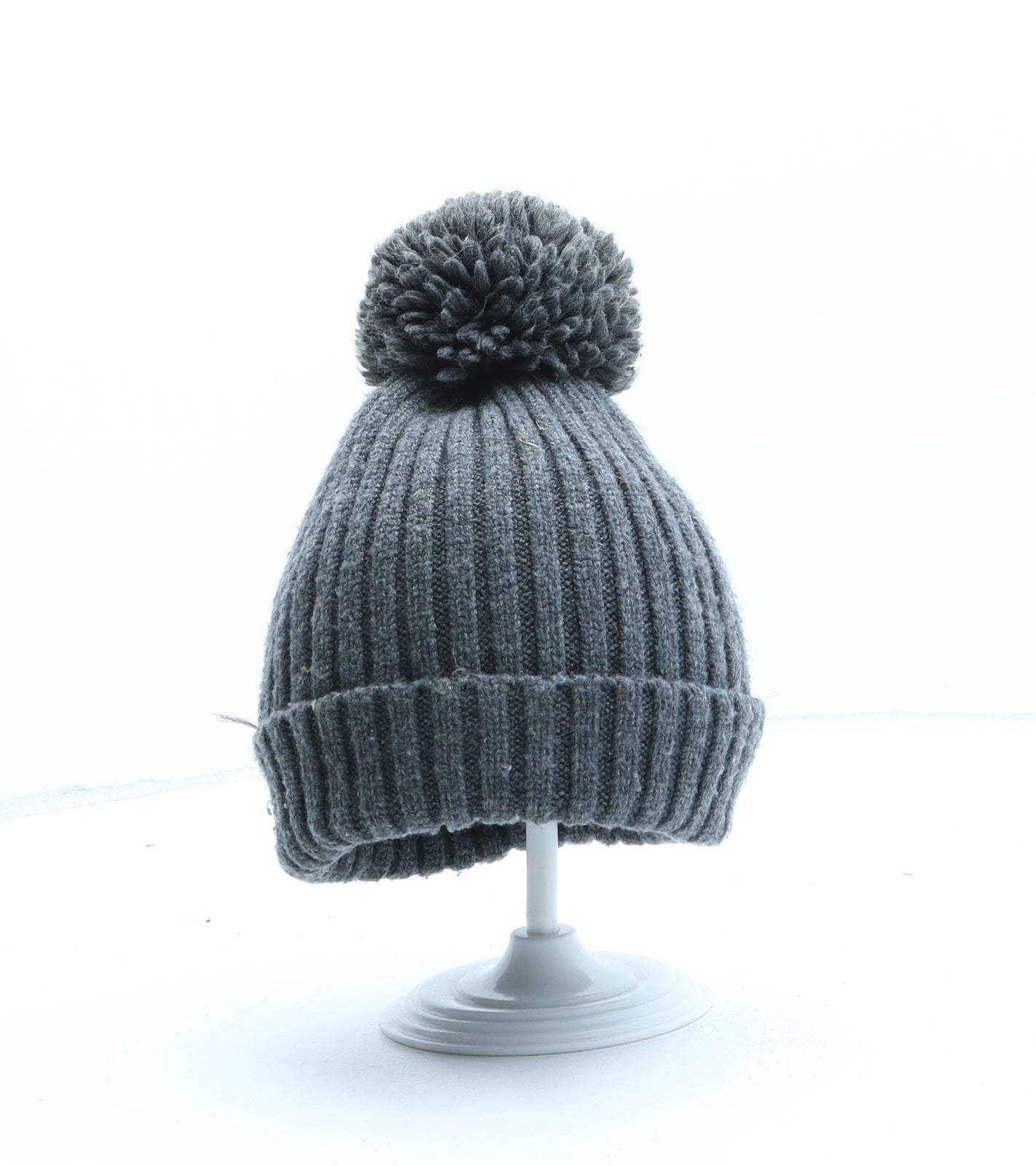 Marks and Spencer Girls Grey Viscose Bobble Hat One Size - Size 3-6 Years