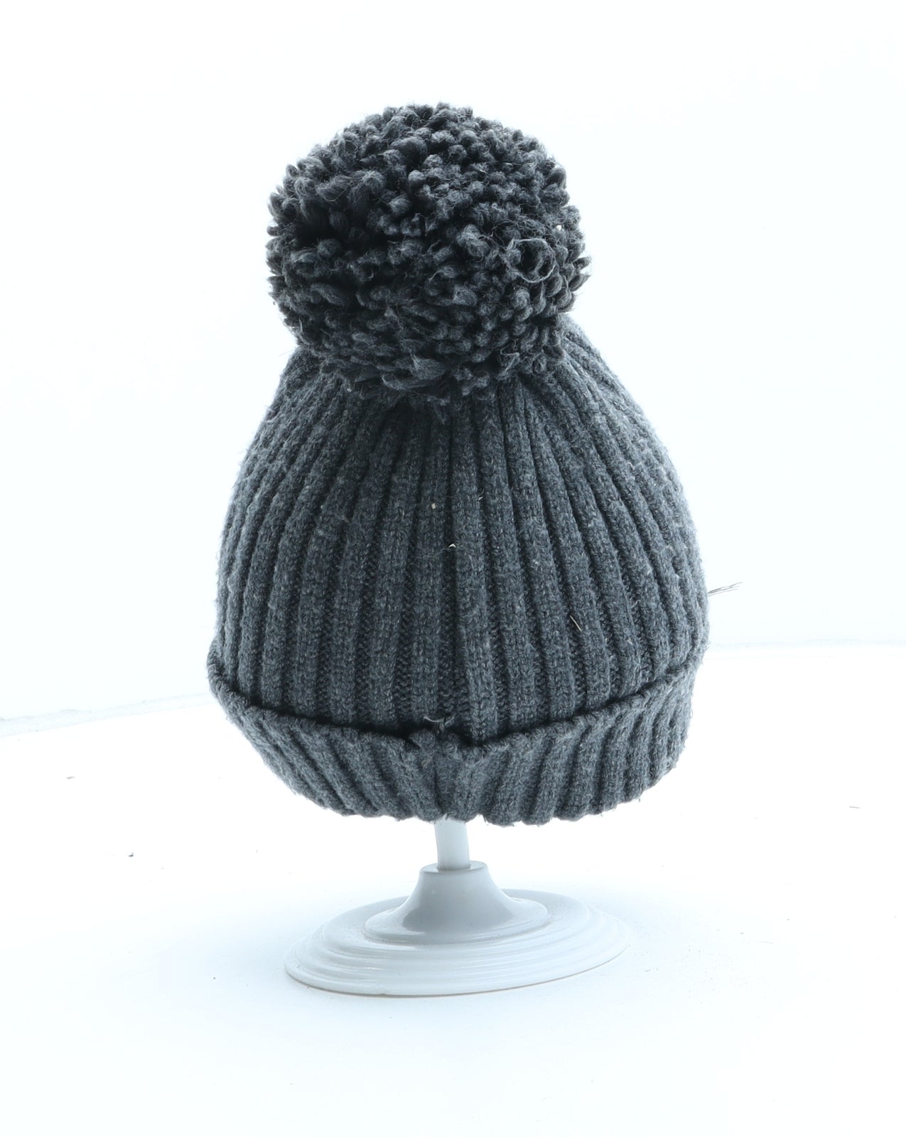 Marks and Spencer Girls Grey Viscose Bobble Hat One Size - Size 3-6 Years
