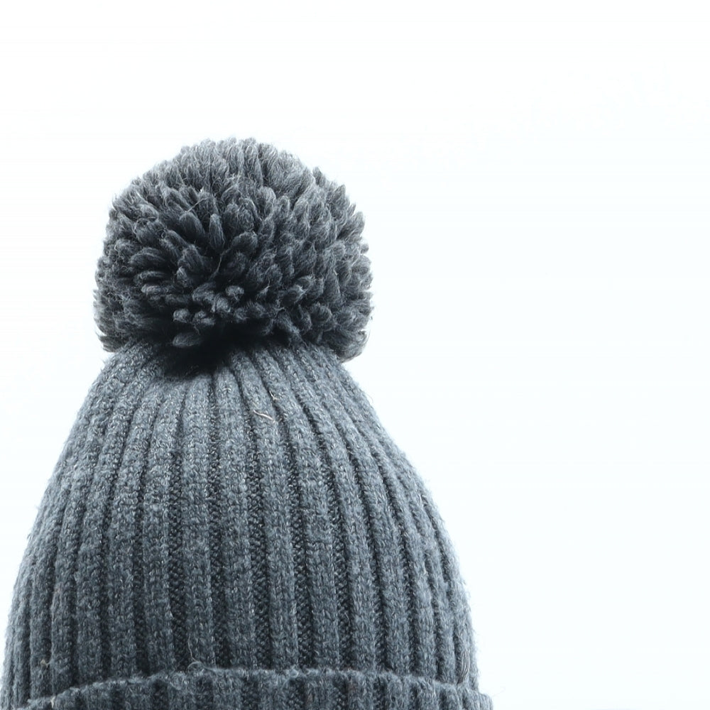 Marks and Spencer Girls Grey Viscose Bobble Hat One Size - Size 3-6 Years