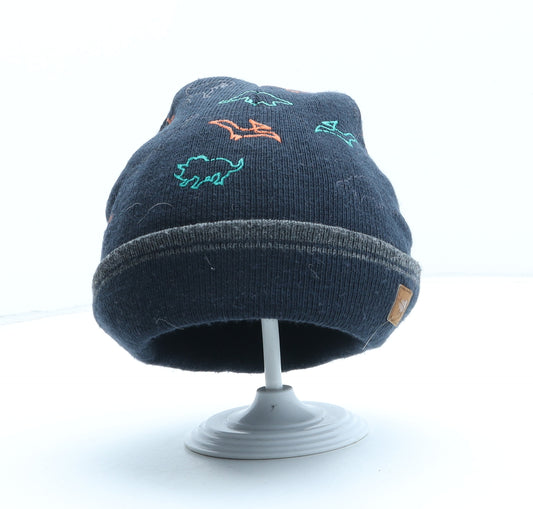 F&F Boys Blue Geometric Acrylic Beanie One Size - Dinosaur