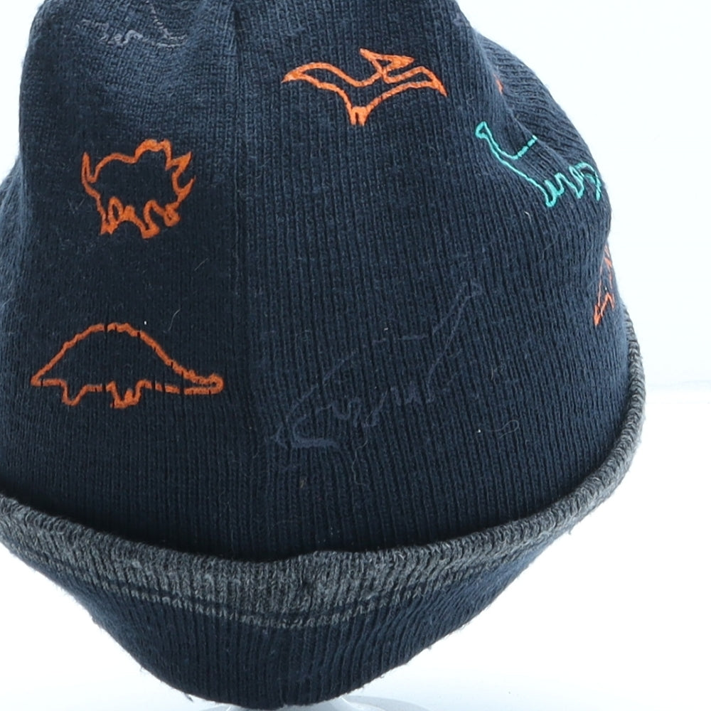 F&F Boys Blue Geometric Acrylic Beanie One Size - Dinosaur