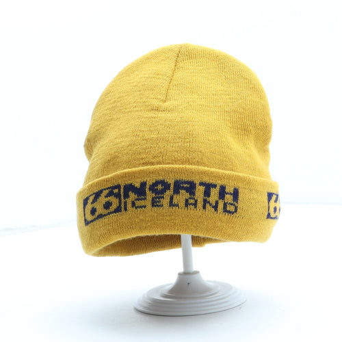 66 North Iceland Womens Yellow Acrylic Beanie One Size
