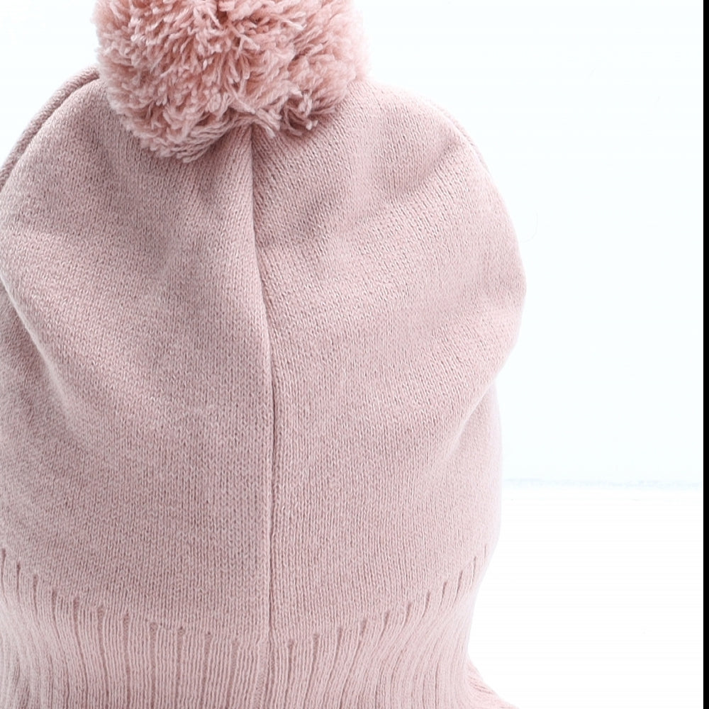 H&M Girls Pink Acrylic Bobble Hat One Size - UK Size 4-8 Years
