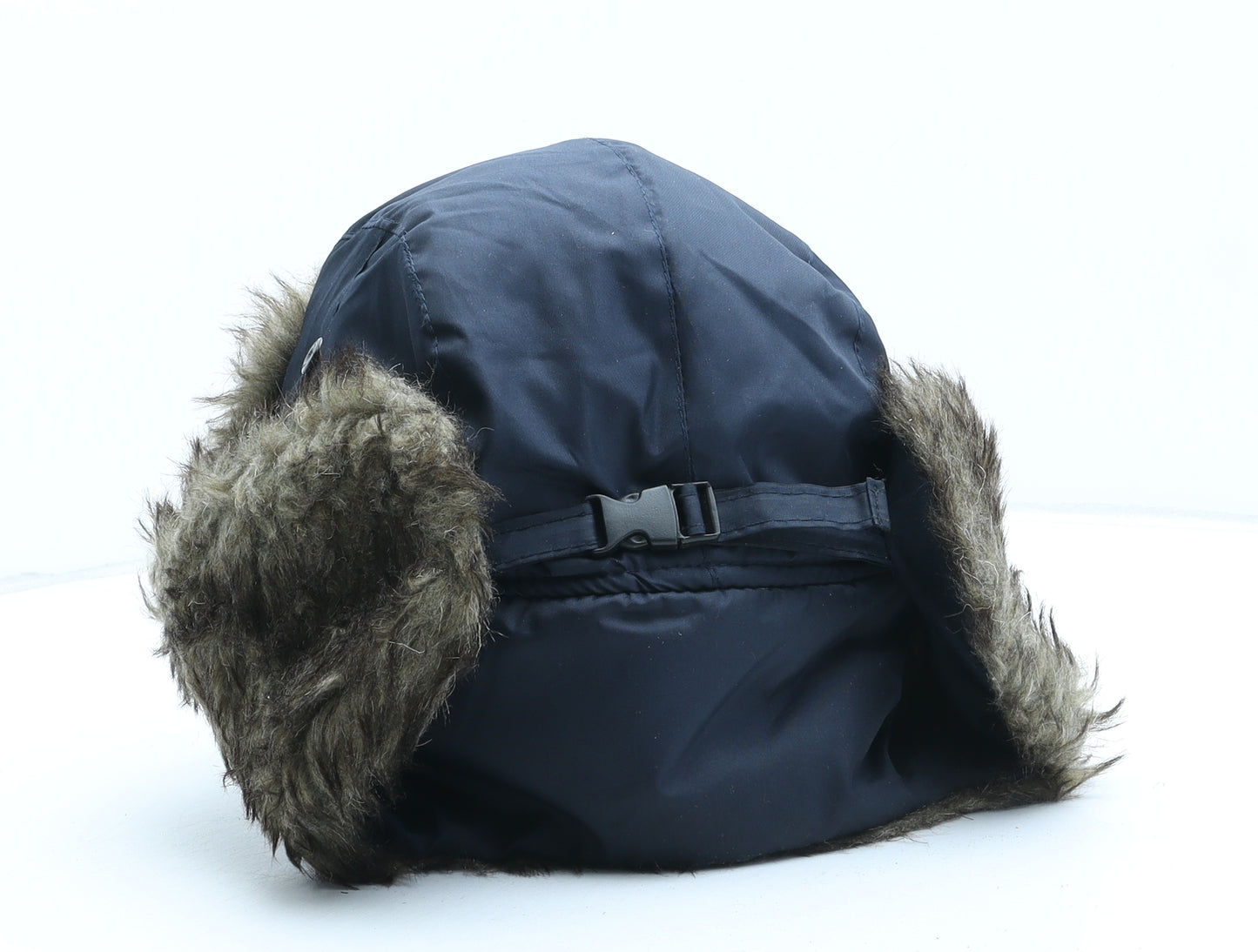 Preworn Mens Blue Polyester Trapper Hat One Size - Faux Fur Trim