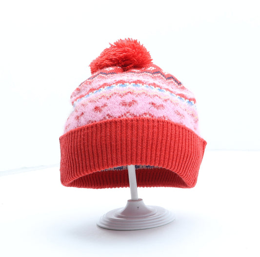 F&F Girls Multicoloured Fair Isle Polyester Bobble Hat One Size - UK Size 11-13 Years