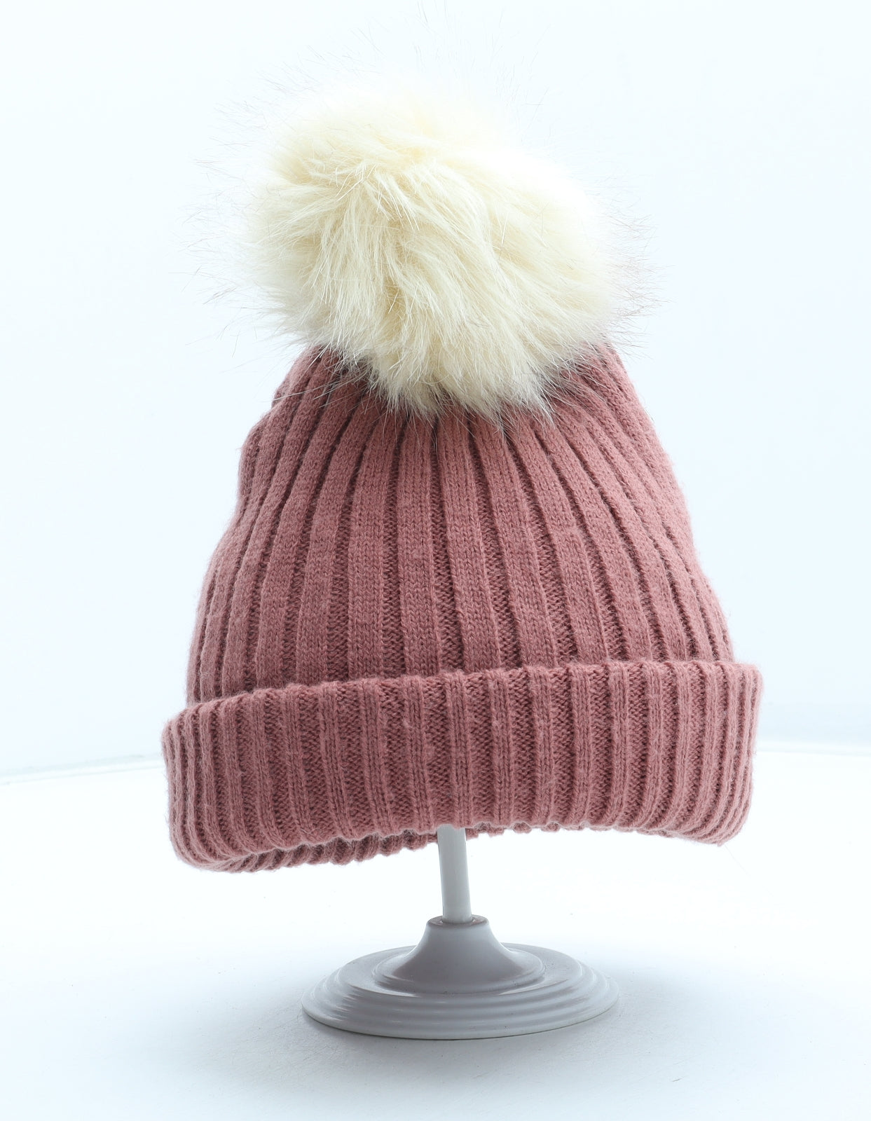 M&Co Womens Pink Acrylic Bobble Hat One Size